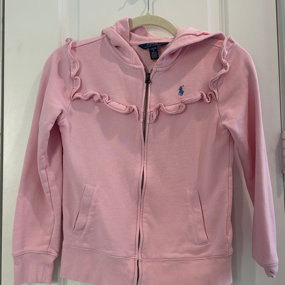 Girls Ralph Lauren Light Pink Ruffle Hoodie